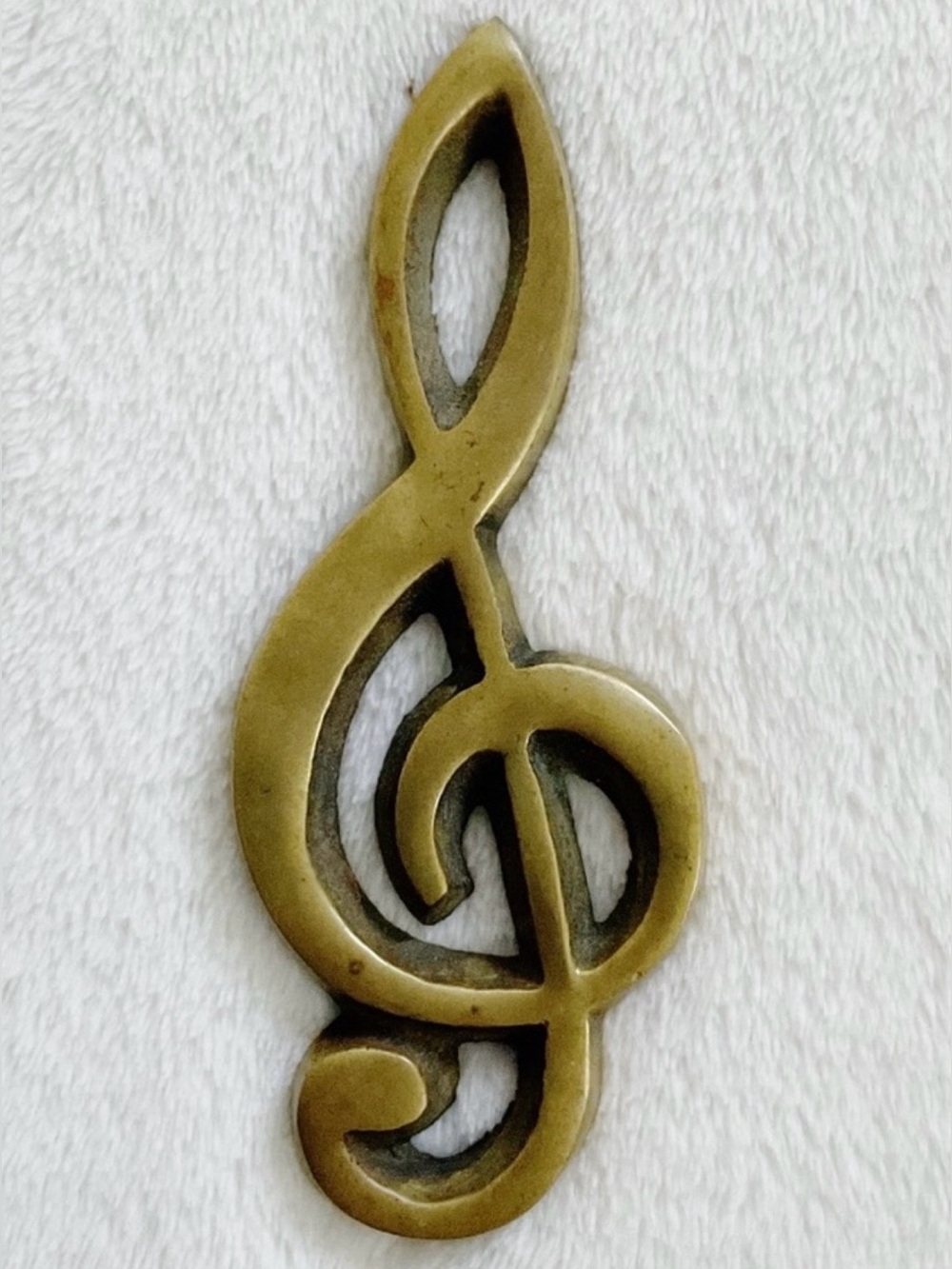 Vintage Solid Brass Treble Clef Paperweight Music Decor